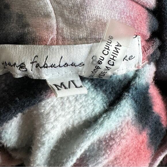 Young Fabulous and Broke Tie Dye Sweatshirt Hoodie with Snap Sleeves Women’s M L - Picture 8 of 10